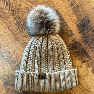 CC Womens Beige Knit Beanie